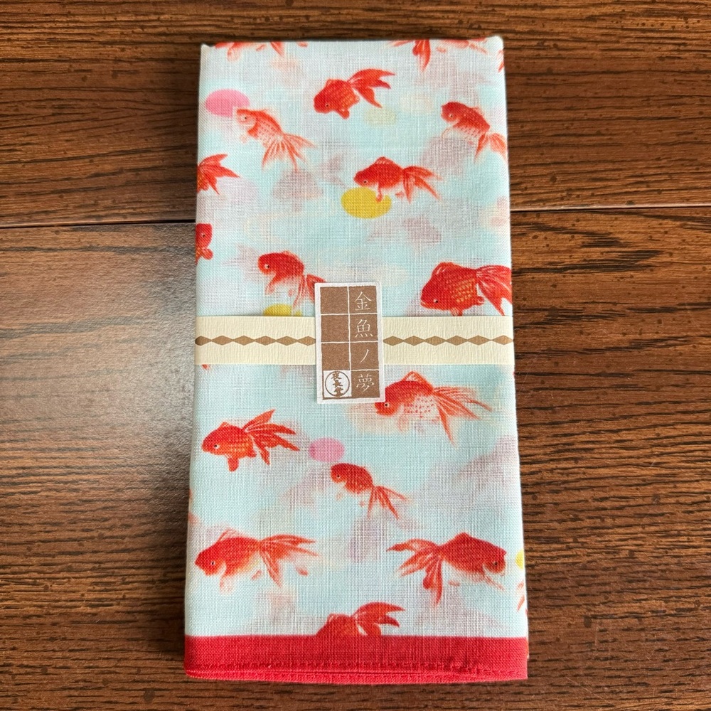 💰SOLD💰Yonagado Large Handkerchief Goldfish Fabric Cotton Japan 22.5"